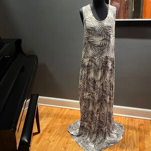 28 Palms palm fronds print stretch tank dropped gathered waist full skirt maxi